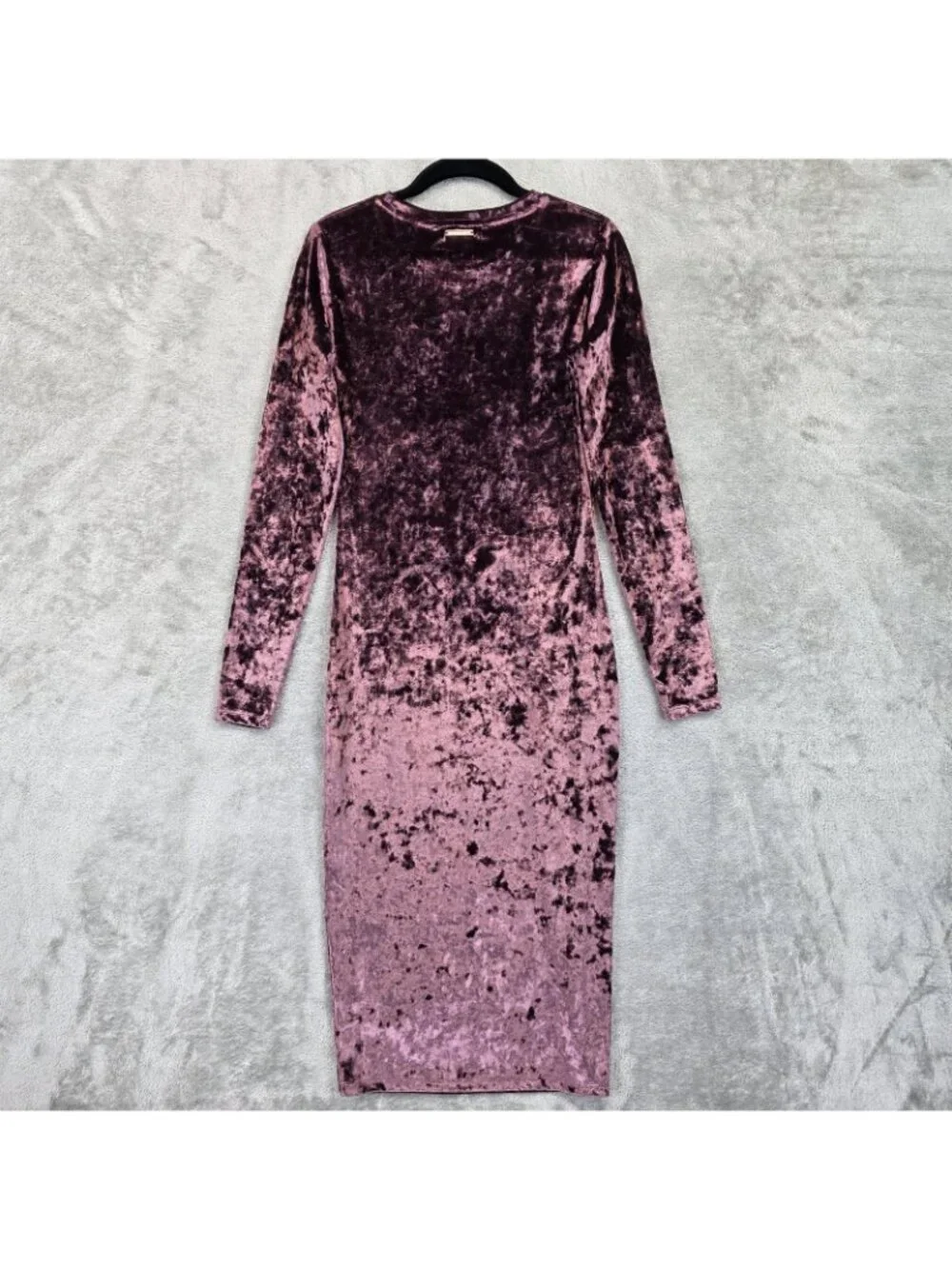 Michael Kors Dress Womens XS Purple Velvet Long Sleeve Bodycon Midi Party